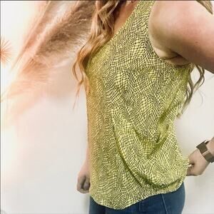 NORDSTROM Yellow Gemma Silk Side Pocket Geometric Racerback Tank Top Blouse M